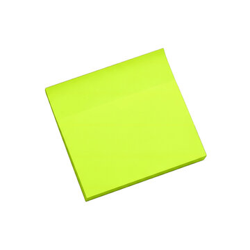 Lime green sticky note square isolated on transparent background