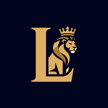 Luxury lion letter L logo premium royal branding