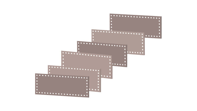 abstract progression of rectangular shapes with dotted borders ascending on a clean white background ideal for modern design concepts.