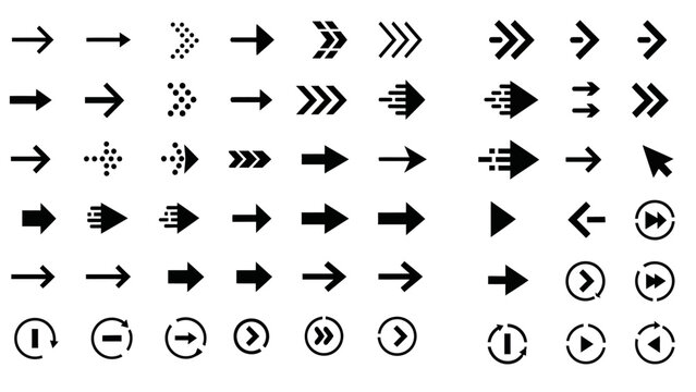 arrow icons navigation symbols ui elements web design a diverse collection of direction indicators for modern graphic design projects.