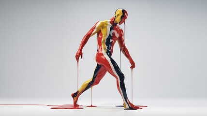 Fototapeta premium Striking Human Form Covered in Vibrant Dripping Paint for Creative Expression Art