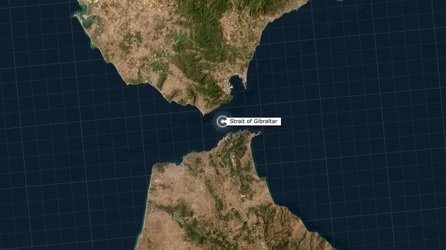 Strait of Gibraltar Map Geographic Highlights Animation