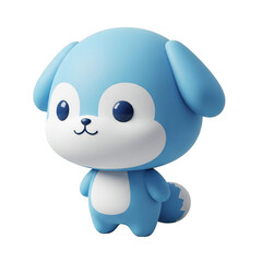 Obraz premium Cute blue cartoon dog with big eyes isolated on transparent background