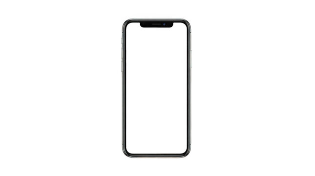 Sleek smartphone frame mockup with no screen on white background