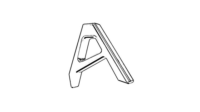 3d letter a spinning on white background video