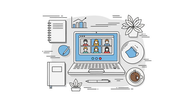 Laptop with people on screen display.