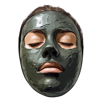 mud mask, boryeong mud festival in korea, festival, vector, transparent background, face