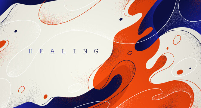 Lava shapes flow abstract background, vector wallpaper with liquid shapes flowing in dynamic motion, wavy water curves abstraction.