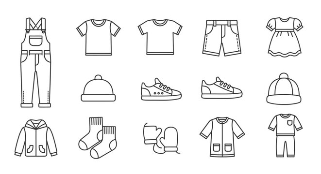 Collection of baby and kids clothing.