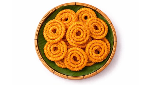 Murukku Crispy Snack, Sri Lankan Avurudu, Sinhala and Tamil New Year Food, Traditional Sri Lankan Snack, Crunchy Murukku, Banana Leaf Serving, Aurudu Kama, Sri Lanka Cuisine, South Asian Food