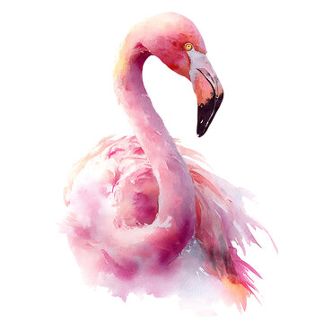 Watercolor Pink Flamingo Illustration Cute Tropical Bird Nursery Wall Art Whimsical Flamingo Graphic