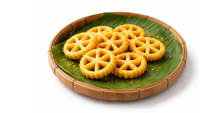 Kokis Traditional Snack, Sinhala New Year, Avurudu Sweet, Sri Lankan Traditional Food, Crispy Kokis, Banana Leaf Serving, Aurudu Kama, Sri Lanka Cuisine, South Asian Food