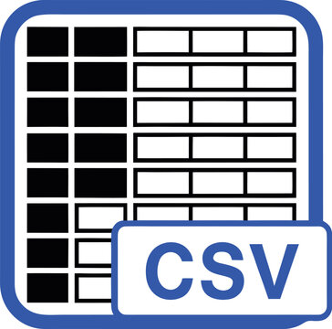 Spreadsheet document icon with csv text label representing data storage and organization.