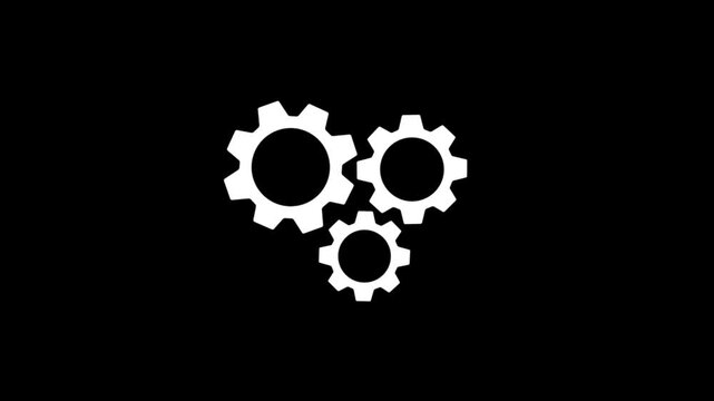 Loop animation of rotating gears, engineering, and technology, software, industry, and mechanical system concepts,animated gear icon with a glowing neon effect. Technology setting icon concept.