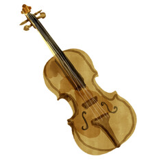 Fototapeta premium Watercolor classic wooden violin musical instrument isolated on white