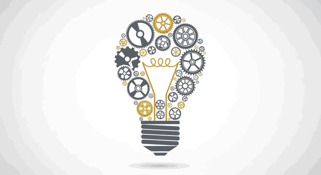 Light Bulb with Gears and Cogs.