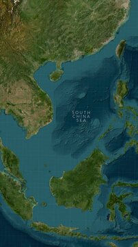 South China Sea Map With Loop Animation In Vertical