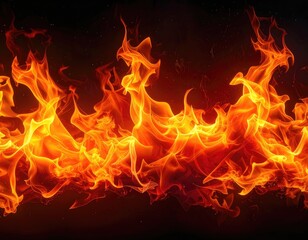 Fototapeta premium Intense and vibrant flames consuming the darkness with fiery energy.