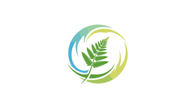 Green fern leaf logo design.