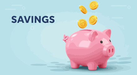 Pink Piggy Bank with Coins. © Ajie stock