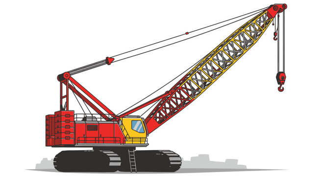 Large Red Construction Crane Machine.