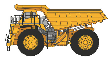 Obraz premium Large Yellow Mining Dump Truck Vehicle.