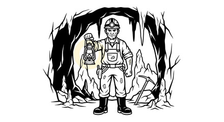 Fototapeta premium Man wearing mining uniform standing outside.