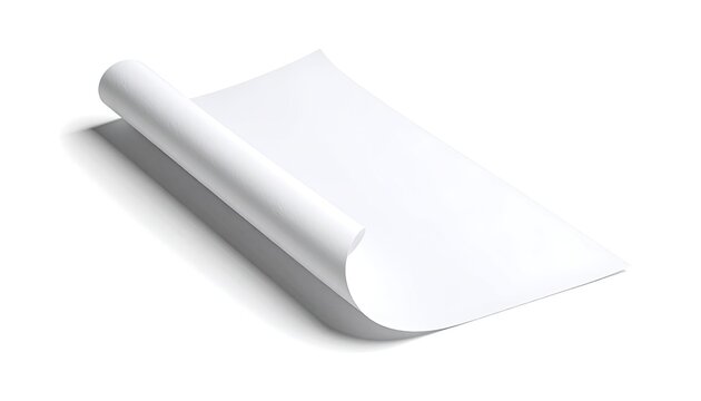 A roll of white paper is partially unrolled on a white background.