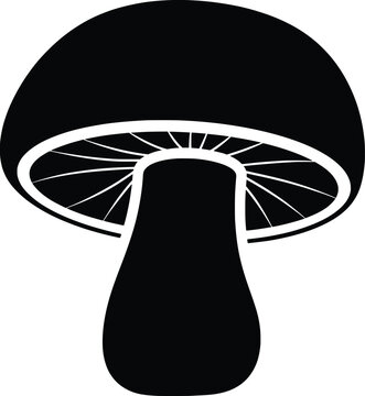 A high-resolution black silhouette vector illustration of a mushroom pota img1 AI10 appears on a clean white background with graphic details.