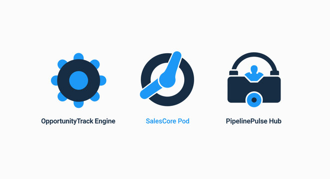 Business and technology icons featuring operational engines, relative time paths, and pipeline parameters for workflow management