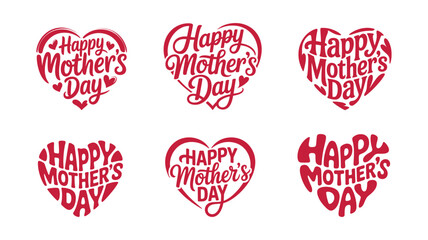 Happy mothers day heart shaped calligraphy typography with cute decorative elements for holiday greeting cards. © Anukul Debnath