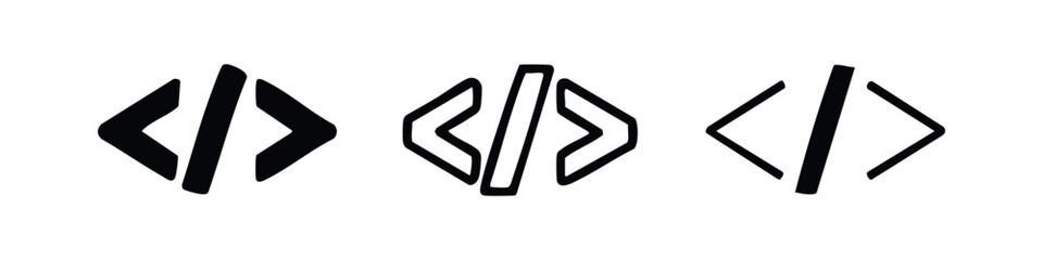 Fototapeta premium Code Tags Icon Set - Programming and Development Symbol