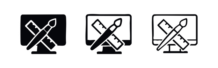 Obraz premium Graphic Design and Creative Workspace Icon Set - Digital Art Tools