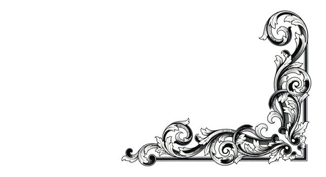 Ornate Decorative L shaped Frame Border.