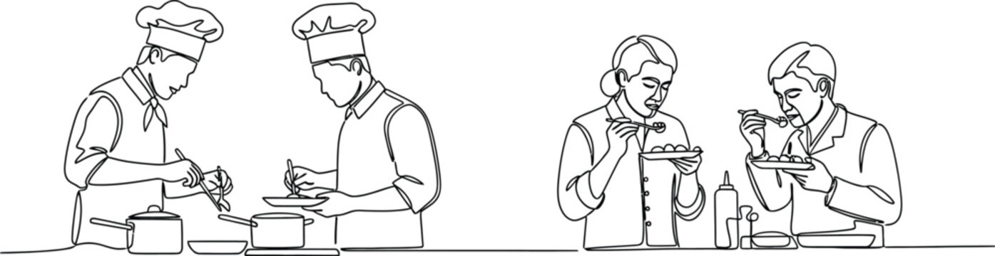 chefs preparing food in kitchen