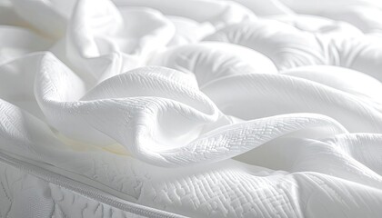 Fototapeta premium A close-up abstract view of a soft white mattress with textured fabric.