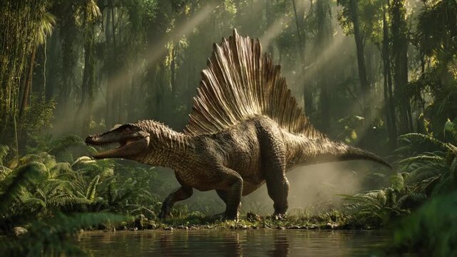 Dimetrodon in a Dense Prehistoric Forest