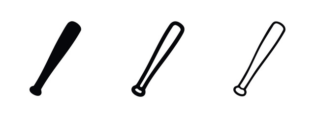 Obraz premium Baseball Bat Icon Set - Sports Equipment and American Game Symbols Collection