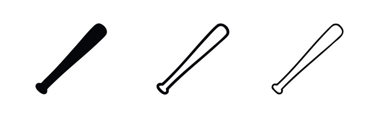 Obraz premium Baseball Bat Icon Set - American Sport and Batting Equipment Symbols