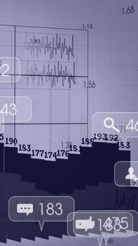 Vertical video: Analytics panel loading data, bar chart showing waveform and spawning metric badges