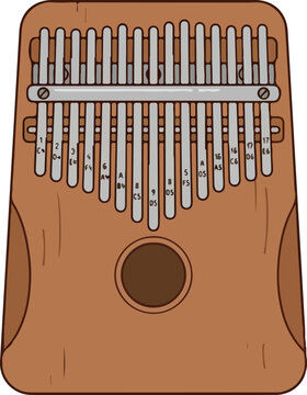 Cute kalimba thumb piano instrument icon flat vector illustration