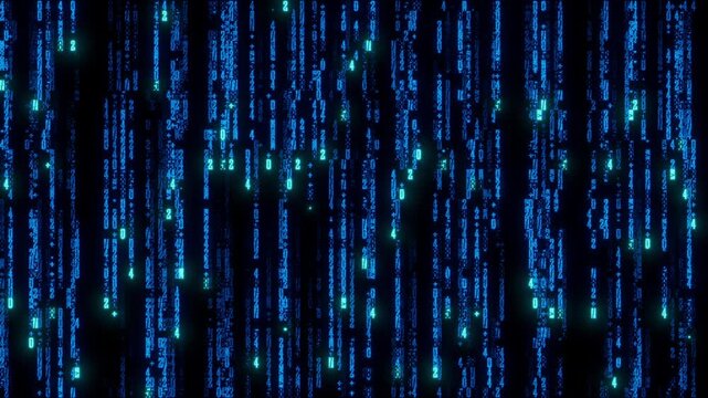 High-Tech Display of Numbers Animating Through frame. Blue Data Visualization Background. Seamless Loop.