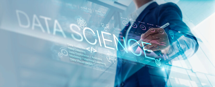 Data science and business intelligence with AI technology of Insights development. Analyst uses modern dashboard for analysis of complex data sets on network. Big data, Engineering digital technology.