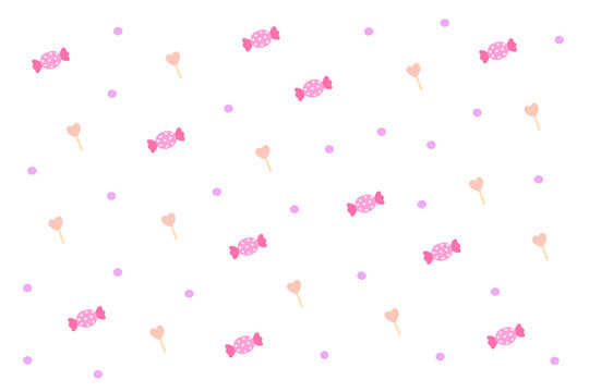 Seamless pattern with colorful minimalist candy illustrations and sweets