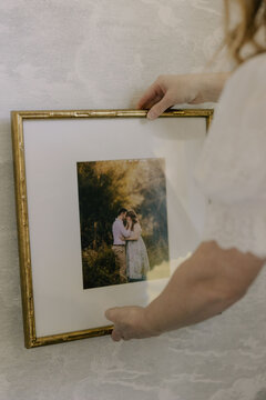 Hands hanging framed romantic couple wall art