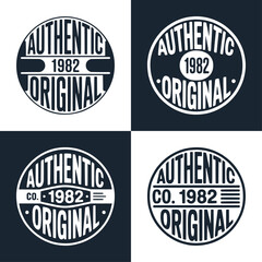 Collection of vintage circular emblems celebrating the authentic original birth year nineteen eighty two design