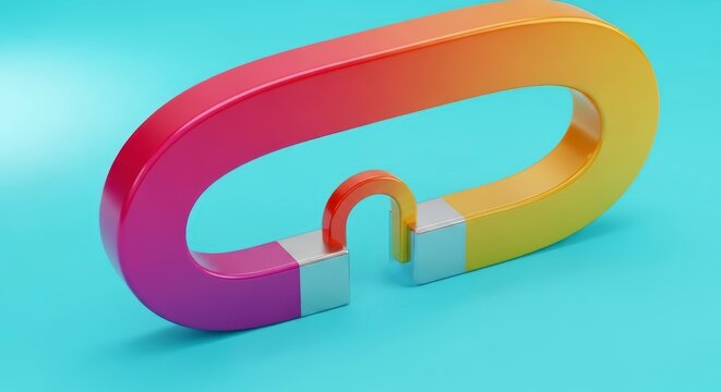 Colorful magnetic attraction force concept.