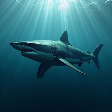 The image shows a great white shark (Carcharodon carcharias)