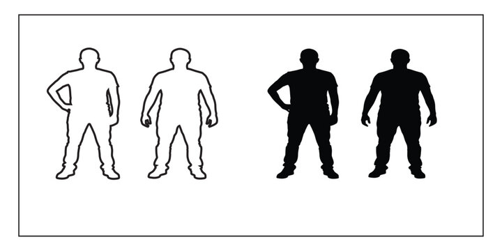 Human silhouettes in various shades and styles for artistic reference