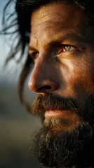 Obraz premium Barnabas gazing thoughtfully into the sunset's embrace